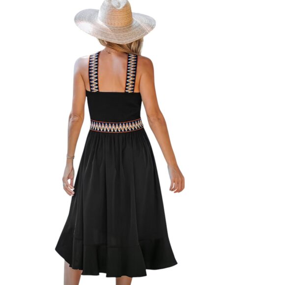 Beachsissi Chevron Crisscross Ruffled Midi Dress, NWT, XL - Picture 2 of 12